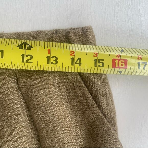 Maje Jet lag Linen Skirt 1 knit Pleated Khaki Flare Mini Elastic Waist Pockets - Picture 5 of 10
